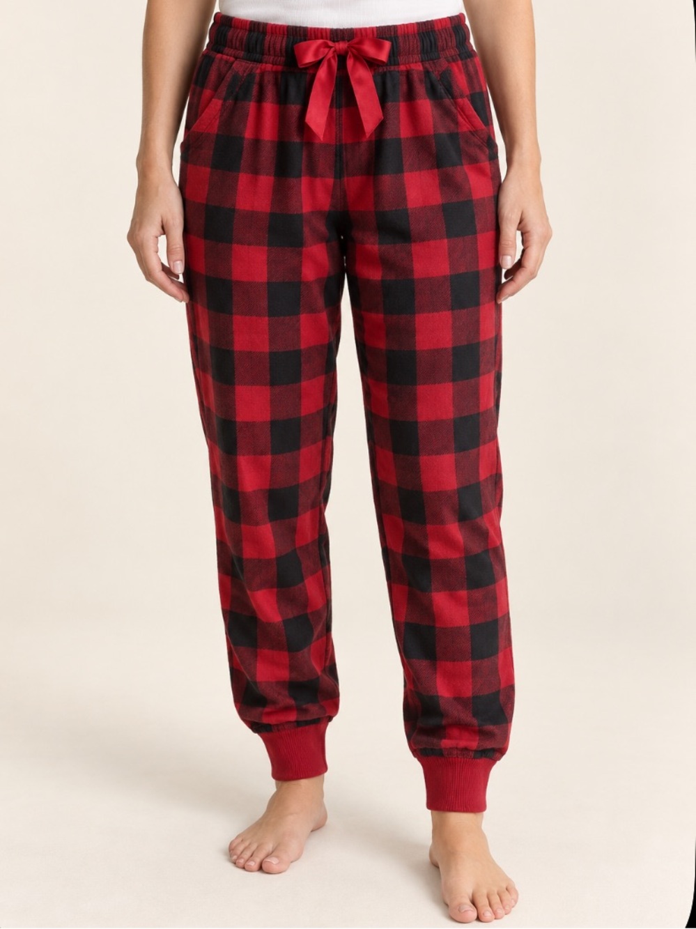 Hollister Red and Black Buffalo Plaid Jogger Pants